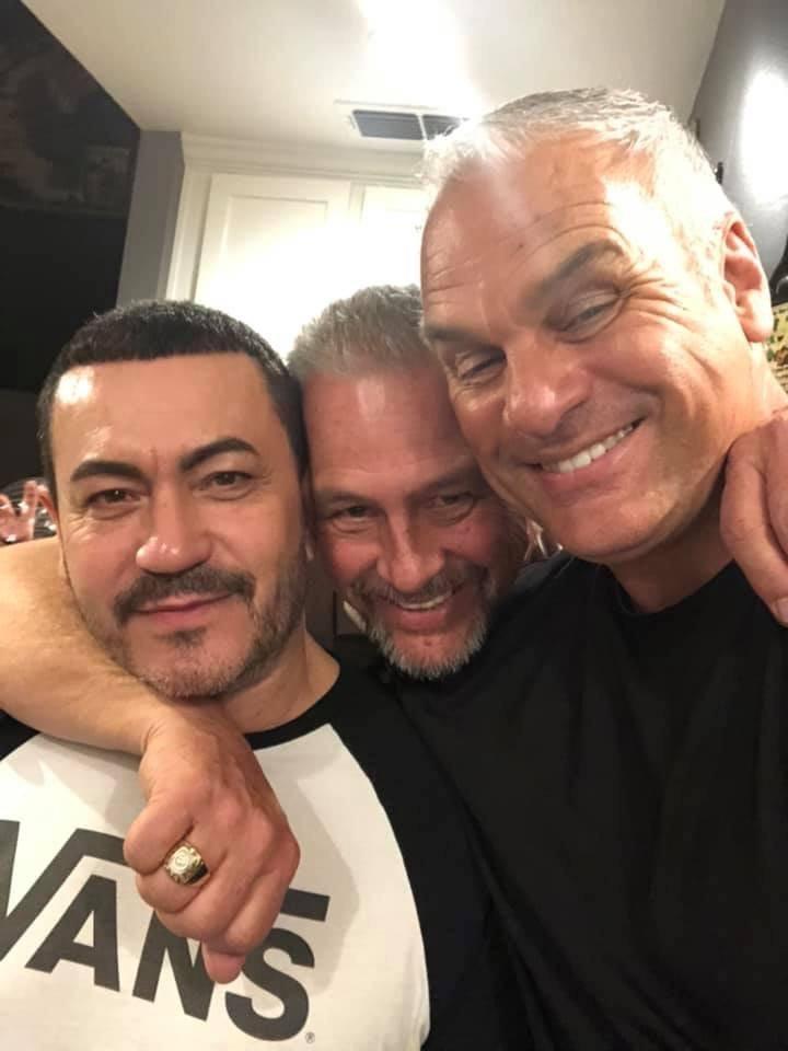 From left, Andrew Browning with brothers Richard and Fred. Picture: KBA