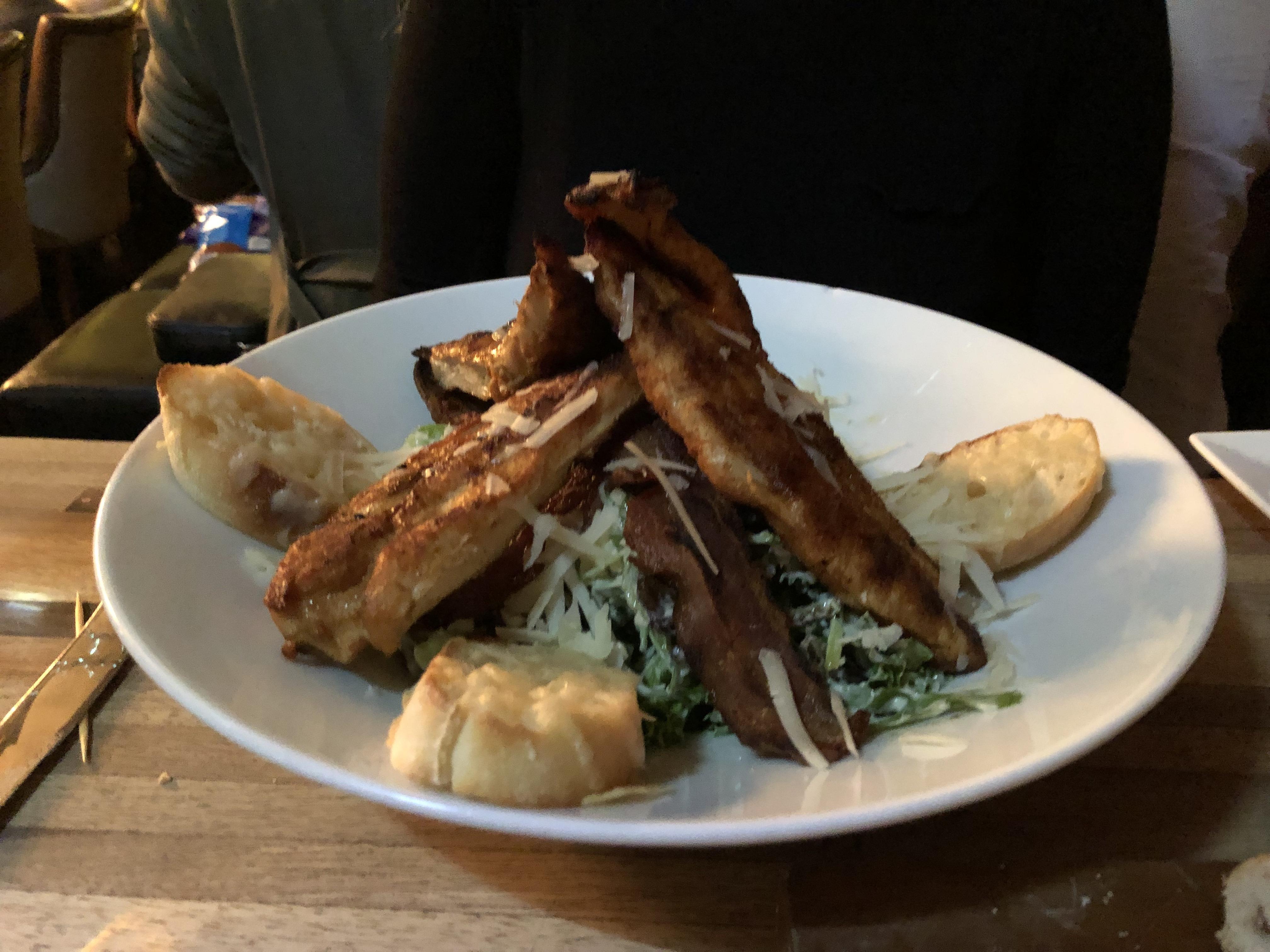The chicken caesar salad at the Gin and Olive restaurant.
