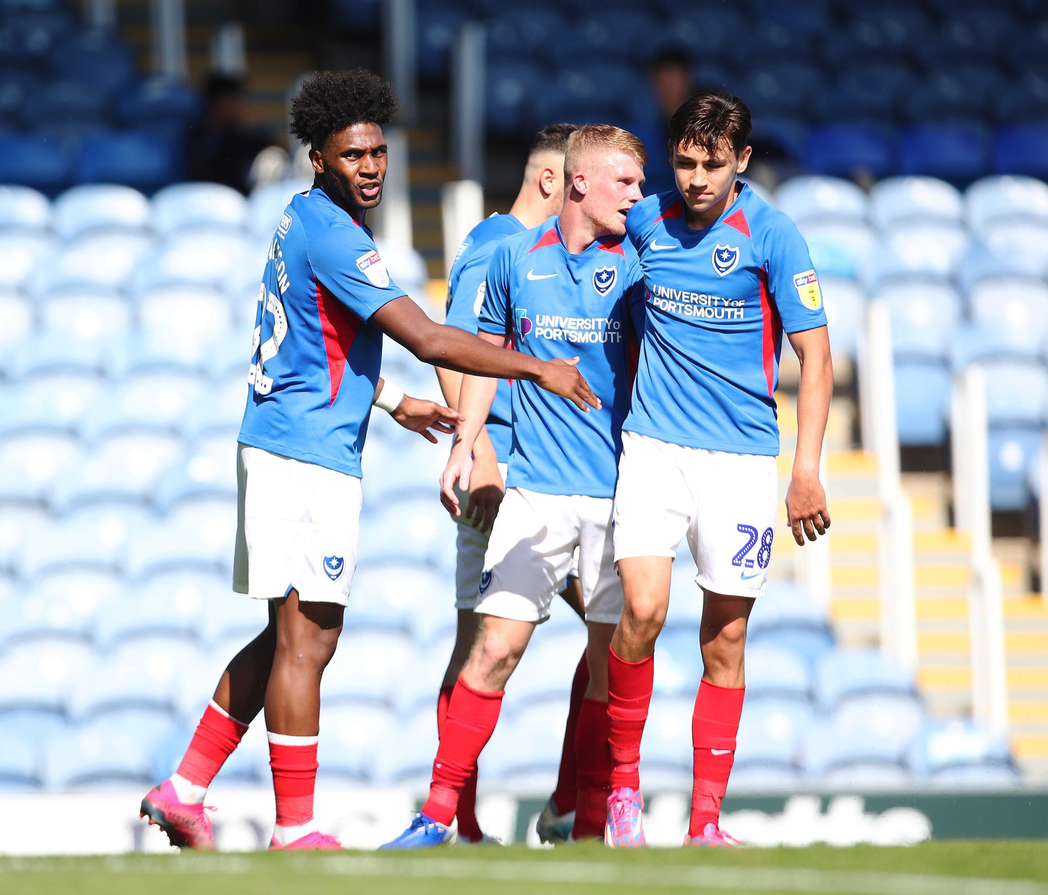 Portsmouth's Ellis Harrison scores his second goal of the match