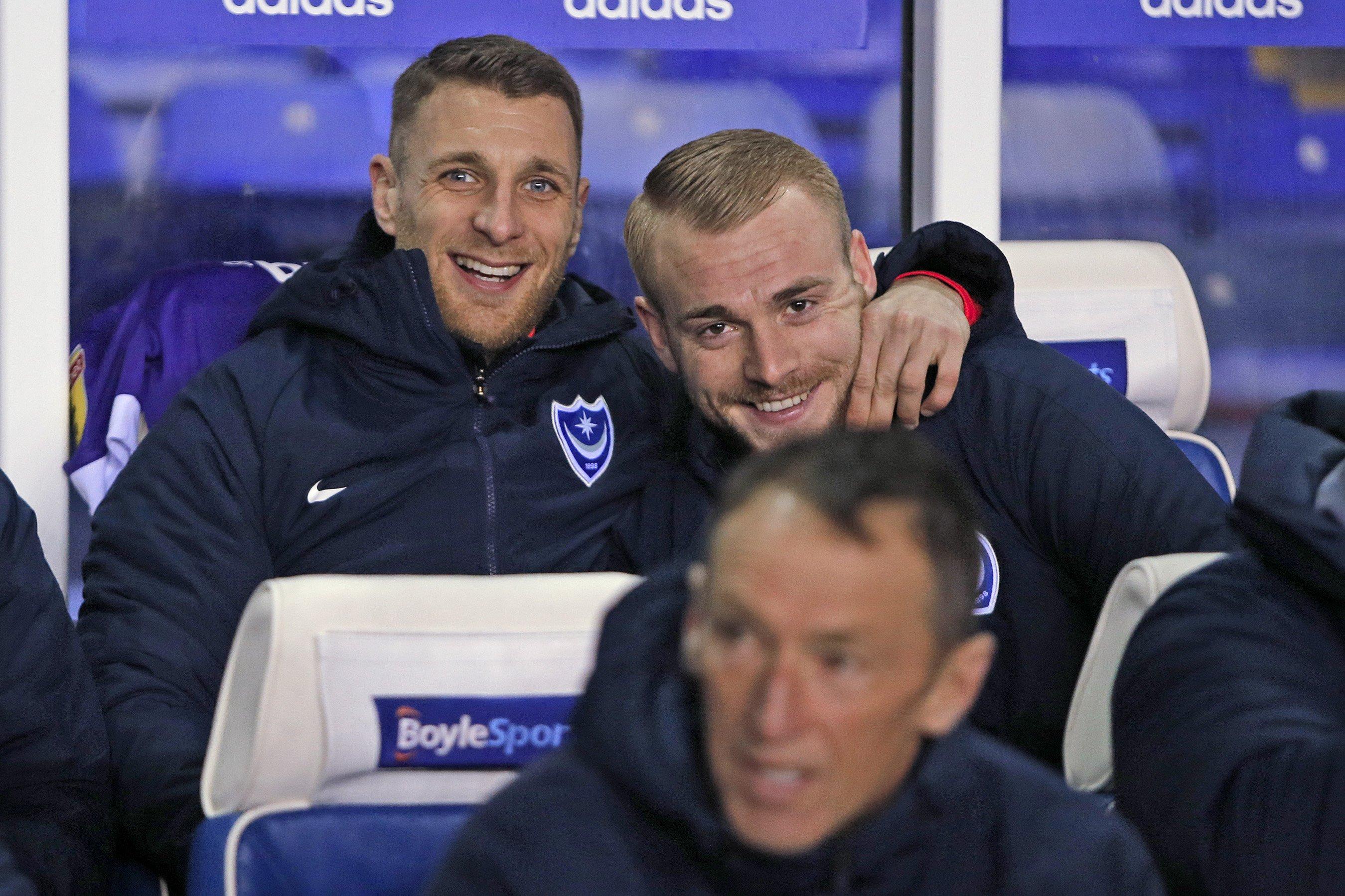 Pompey defenders Lee Brown and Jack Whatmough could feature against Exeter.  Picture: Kieran Cleeves