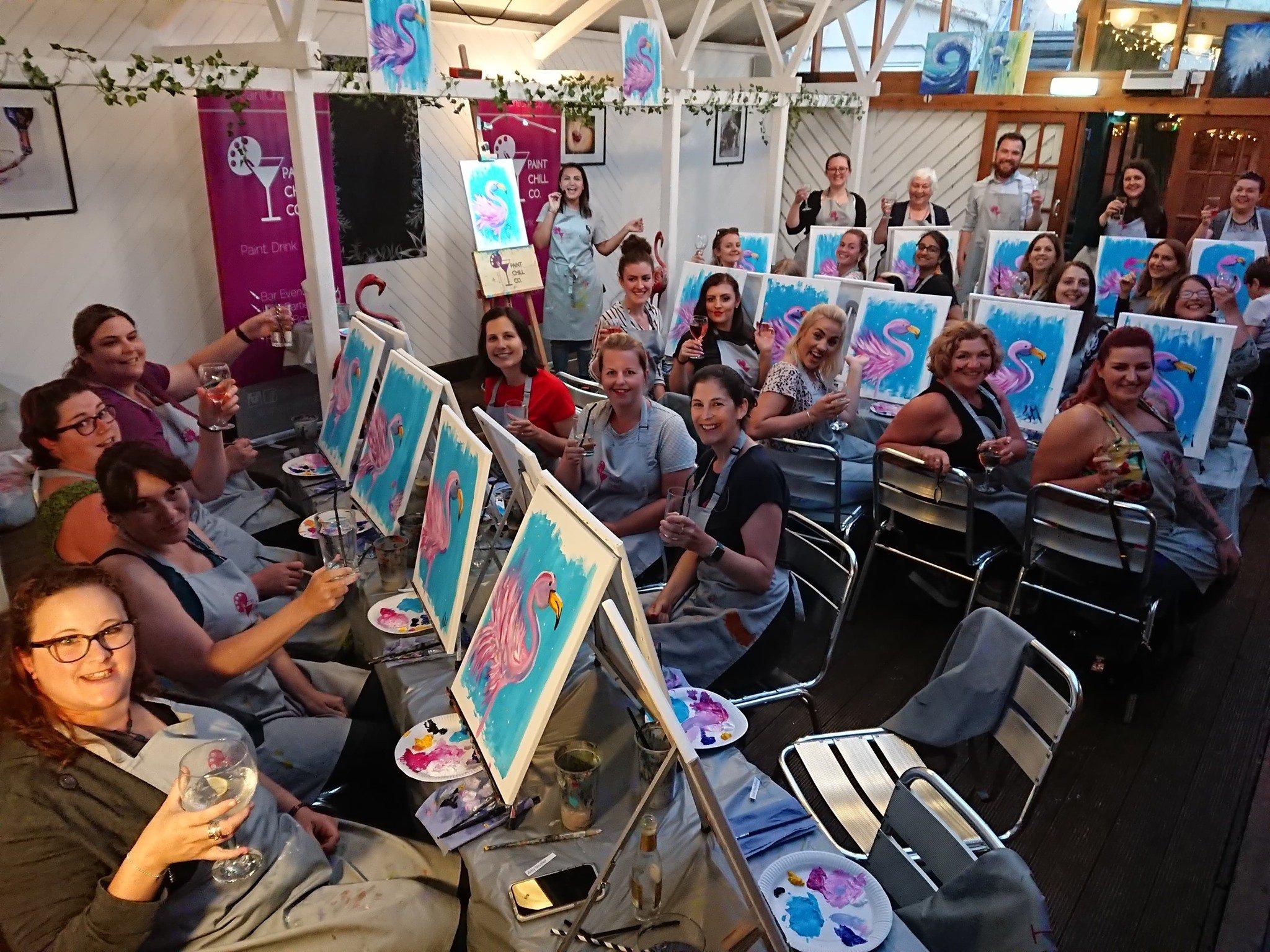 Jessa Speed, 28, owns Paint Chill Co and will be hosting a fundraising painting event for WIRES animal rescue in Australia which is helping wildlife after the bushfires. Pictured: A previous Paint Chill Co event