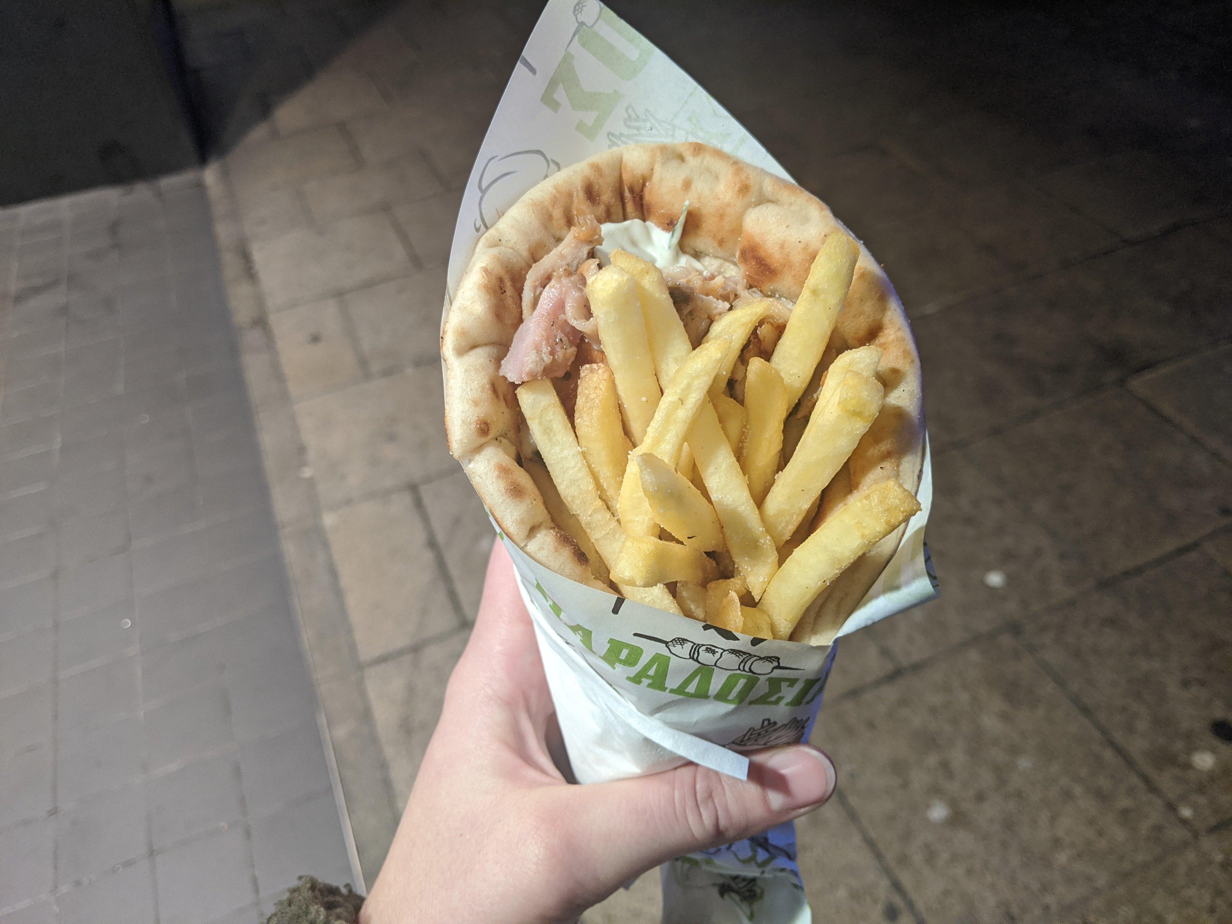 Chicken gyros pitta from Commercial Road Christmas market in Portsmouth