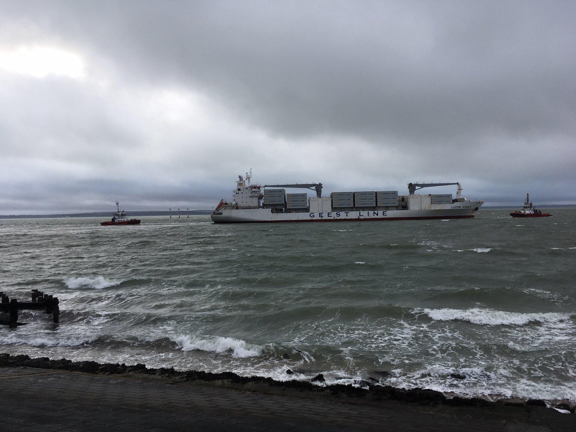The first Geest Line ship docks in Portsmouth after the company moved its operations back to the city. Picture: Jeremy Brown