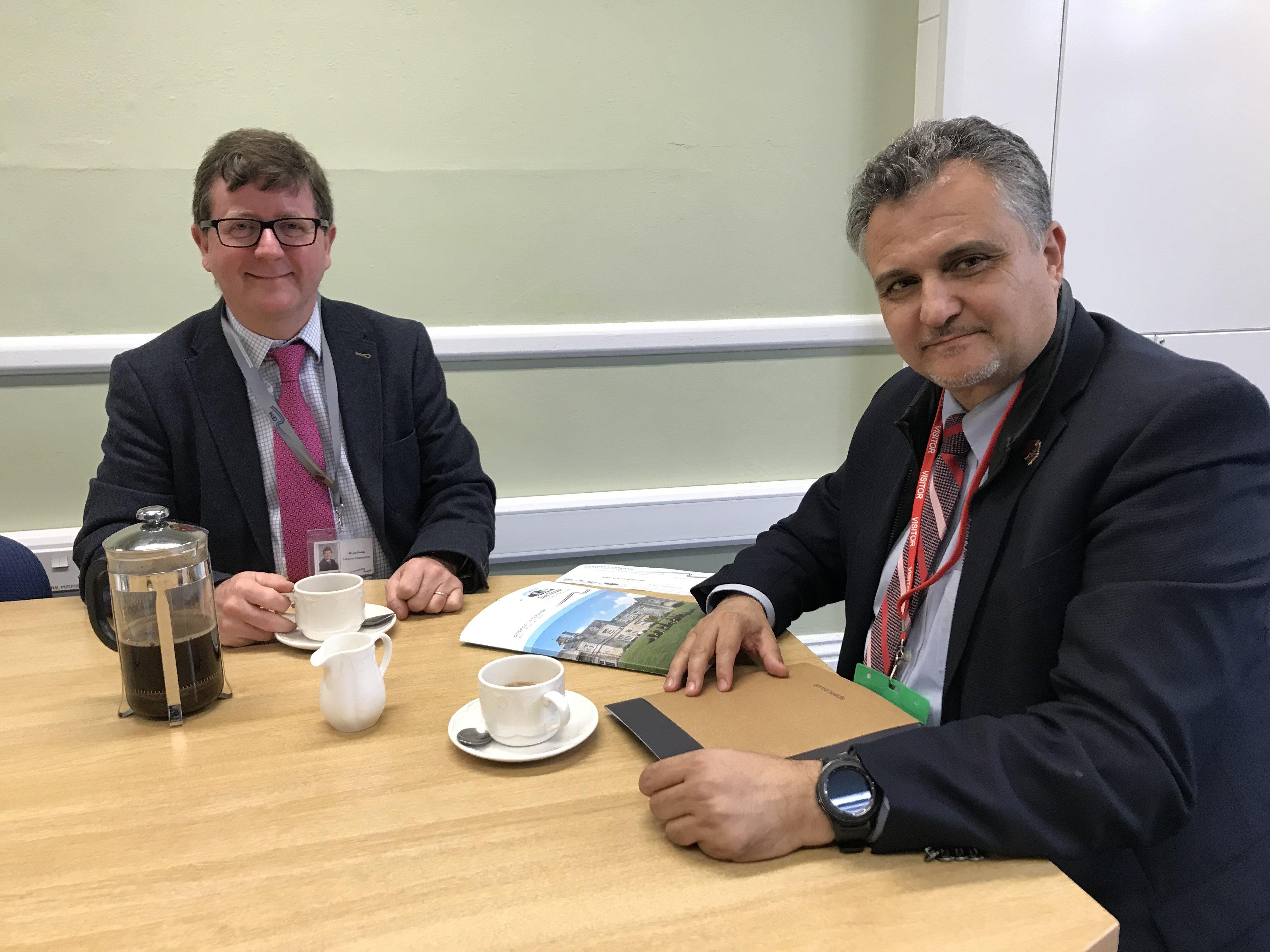 Samir Benmakhlouf, founder of London Academy based in Casablanca, with Ian Potter, chief executive of the Gosport and Fareham MultiAcademy Trust