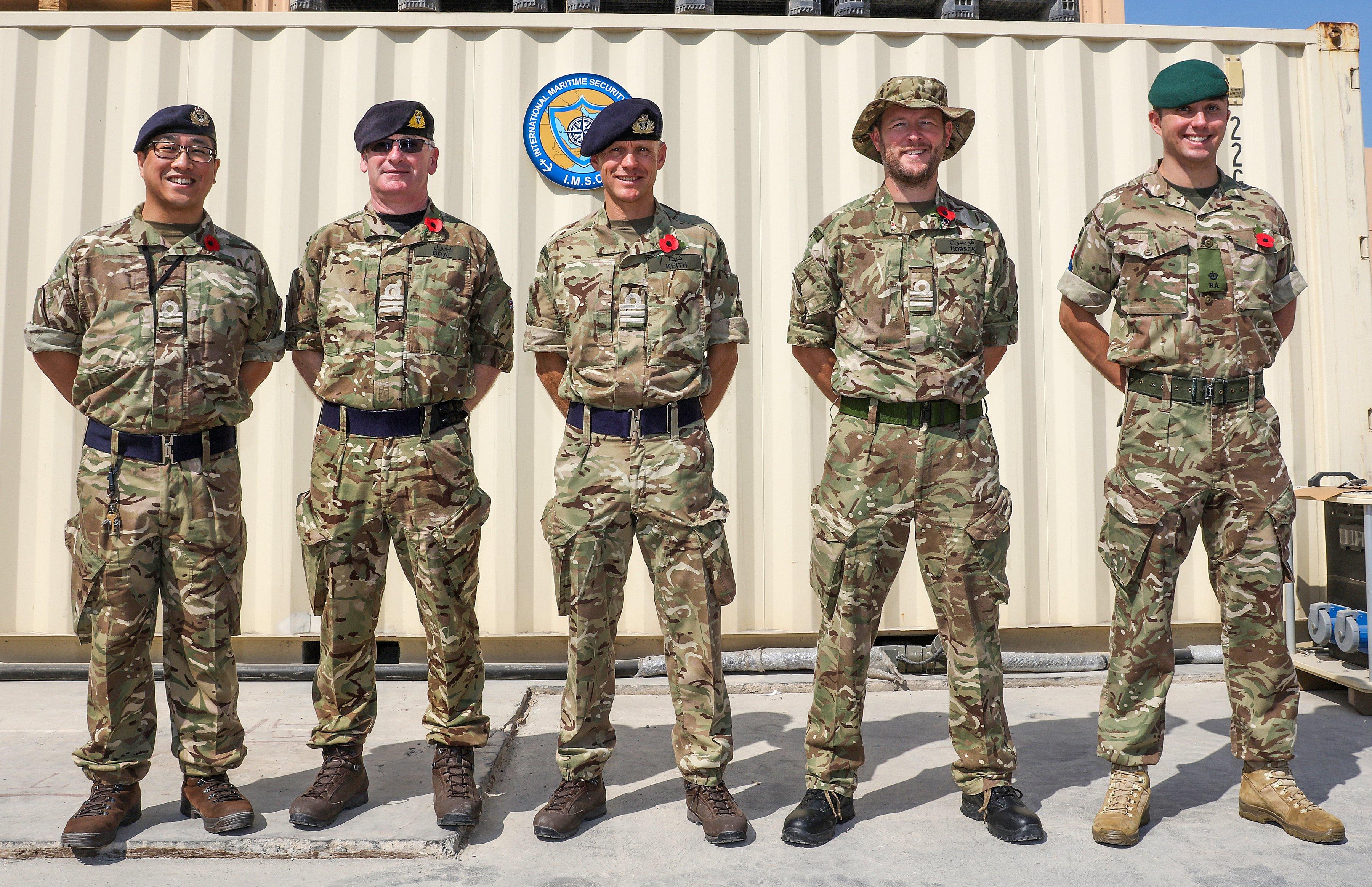 The British contingent who have helped to set up the new IMSC, an international coalition which is helping to protect shipping from enemy states. Photo: LPhot Rory Arnold