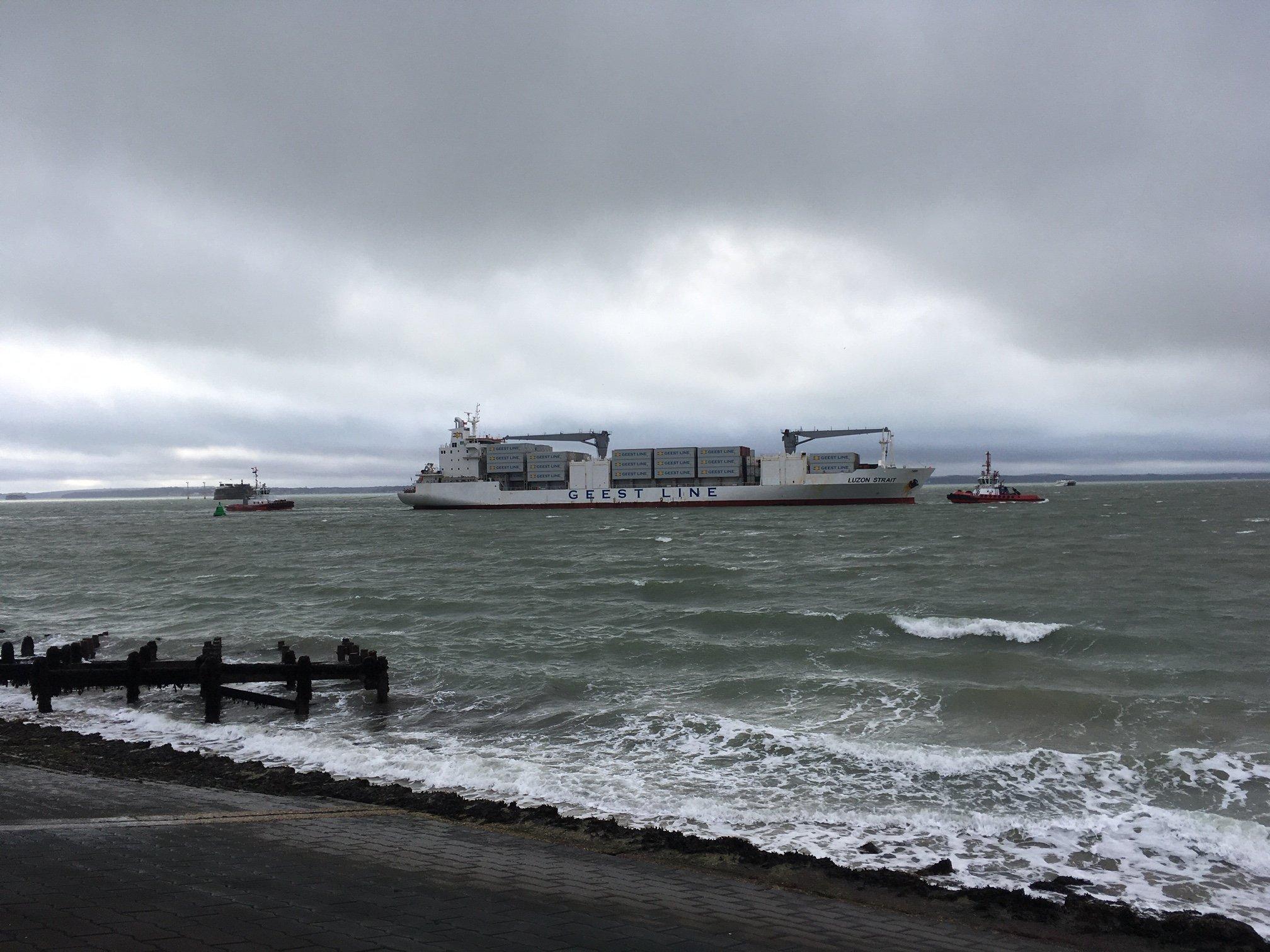 The first Geest Line ship docks in Portsmouth after the company moved its operations back to the city. Picture: Jerry Brown