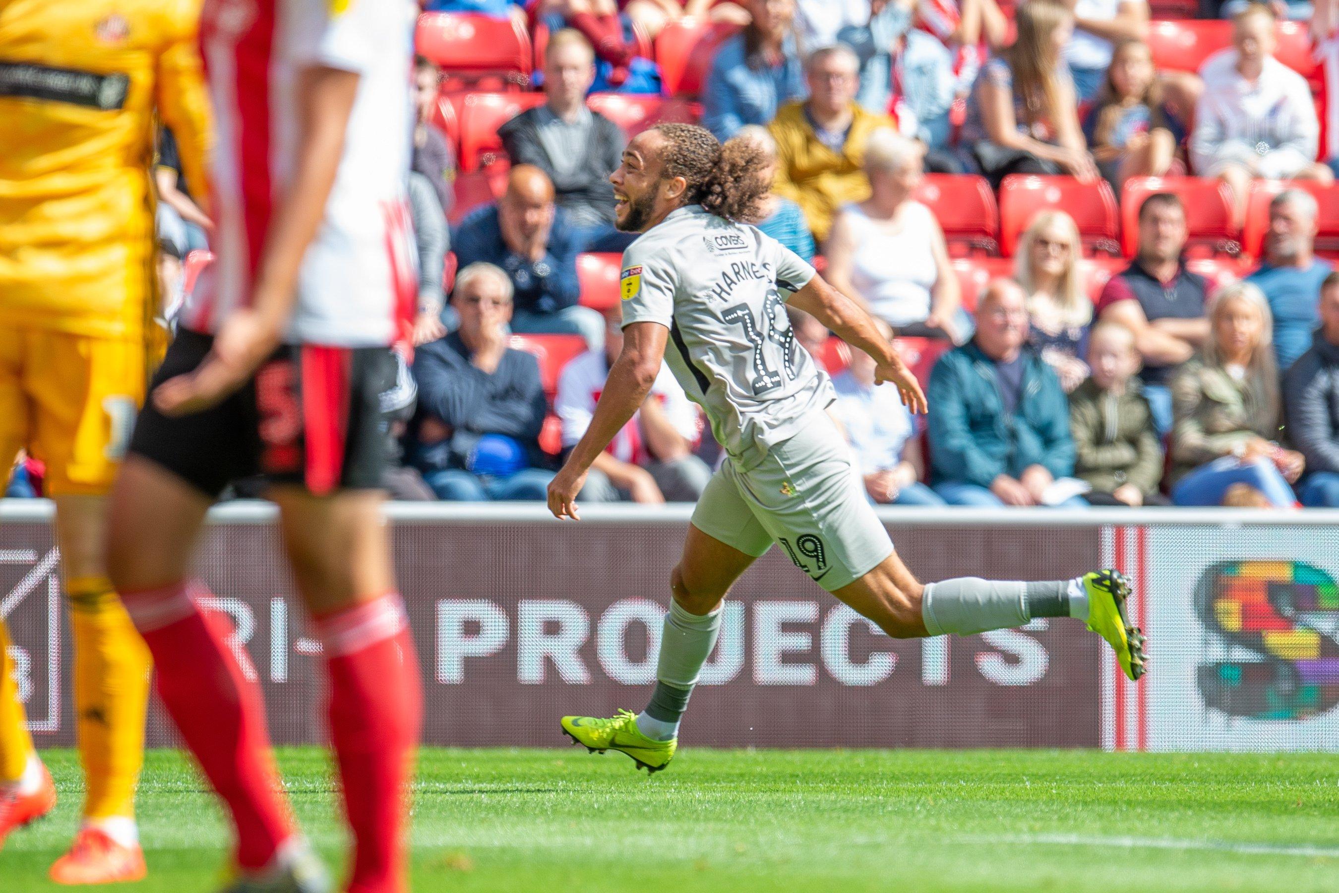 Marcus Harness celebrates scoring at Sunderland. Picture: Malcolm Mackenzie