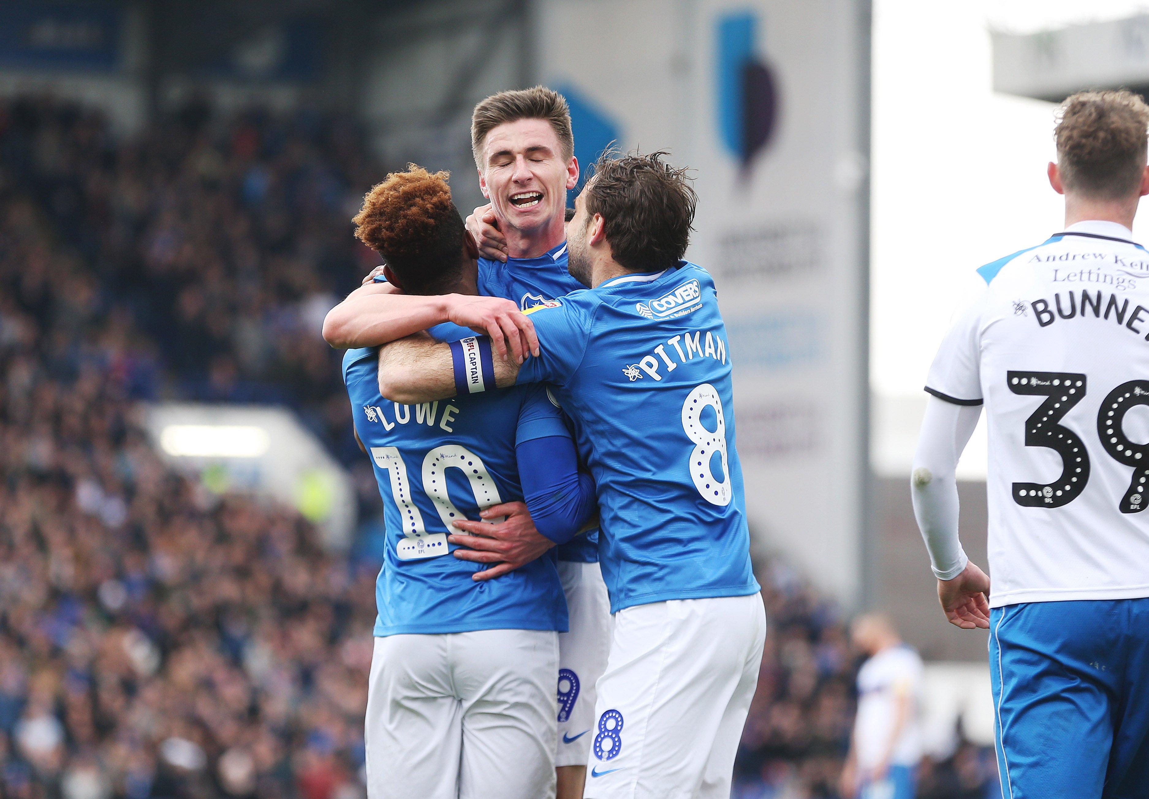 Action from the first half of Pompey's clash against Rochdale at Fratton Park.