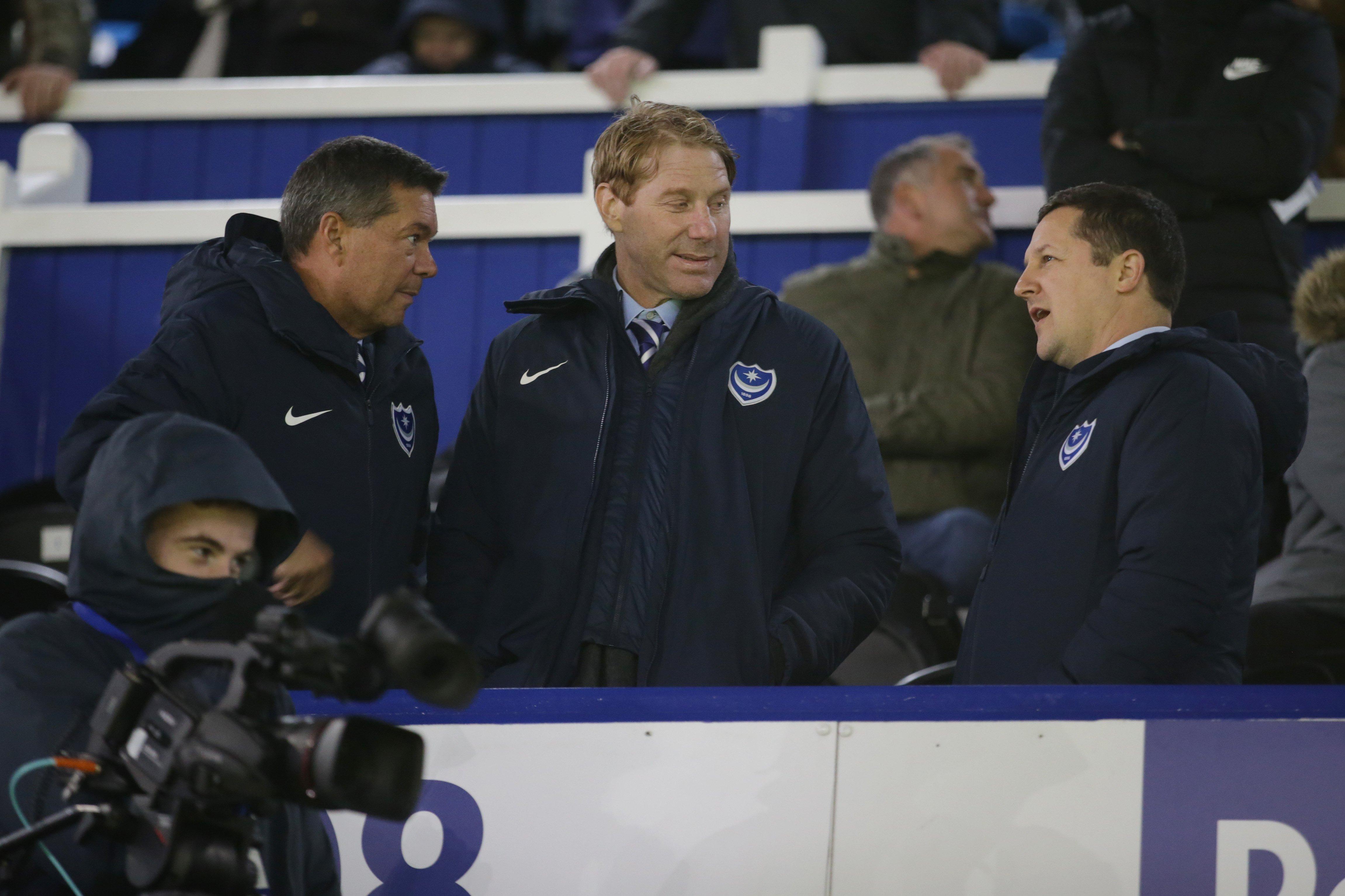 Mark Catlin, left, with Pompey directors Eric Eisner and Andy Redman  Picture: Robin Jones