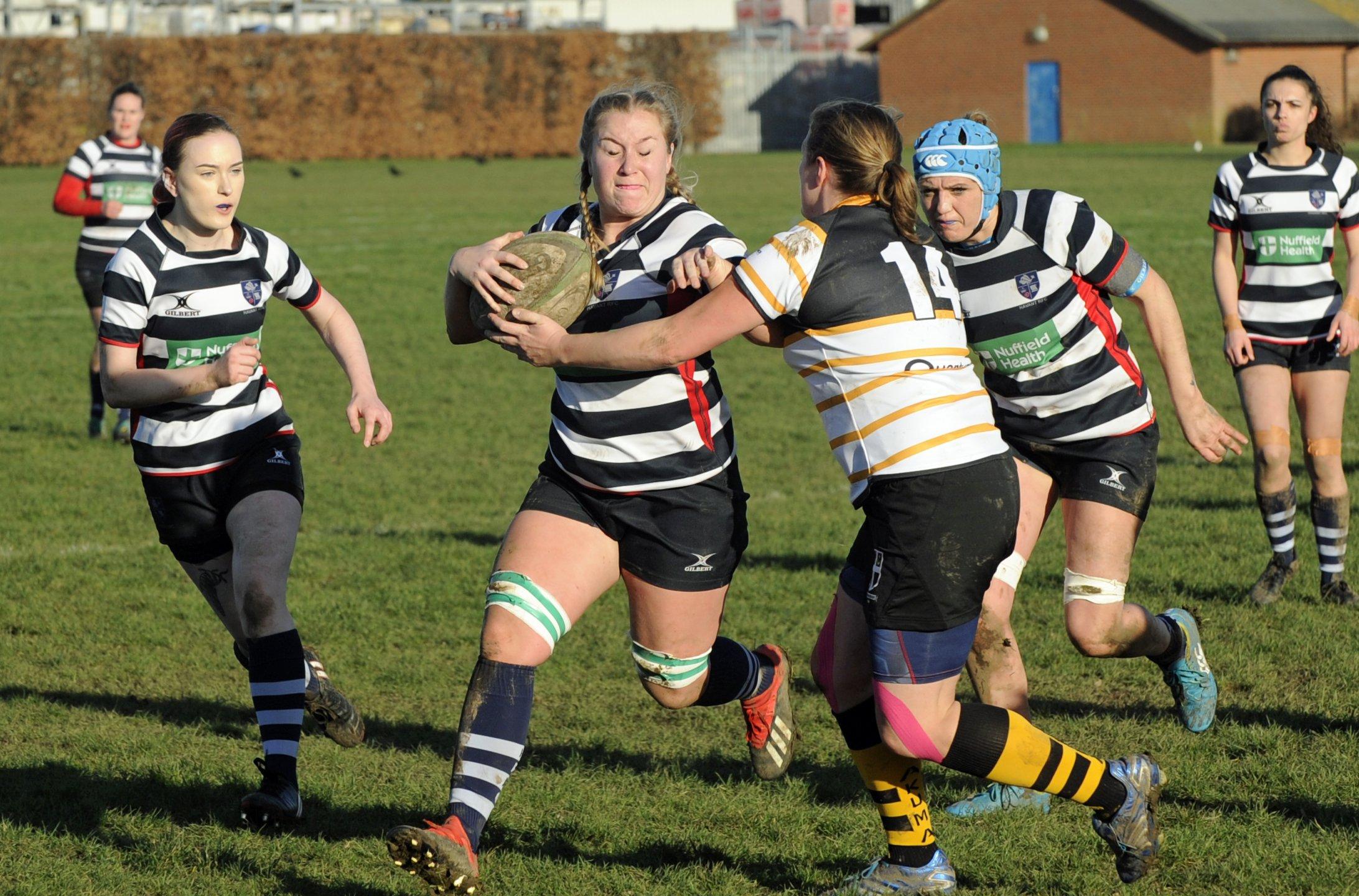 Havant's Gaby Taylor in possession against Valkyries 2nds. Picture: Ian Hargreaves