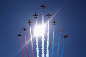 The Red Arrows performing before the British Grand Prix in 2018 (Photo: Mark Thompson/Getty Images)