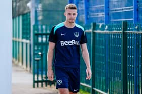 Conor Shaughnessy wears Pompey's new training kit for the first day of pre-season. Picture: Portsmouth FC