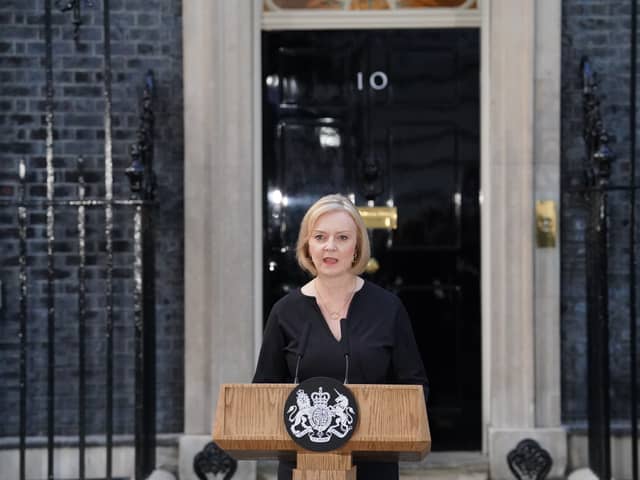 Prime Minister Liz Truss reads a statement outside 10 Downing Street, London, following the announcement of the death of Queen Elizabeth II. Picture date: Thursday September 8, 2022.