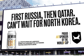 A poster which is part of Brewdog’s ‘anti-sponsor’ campaign against the 2022 World Cup