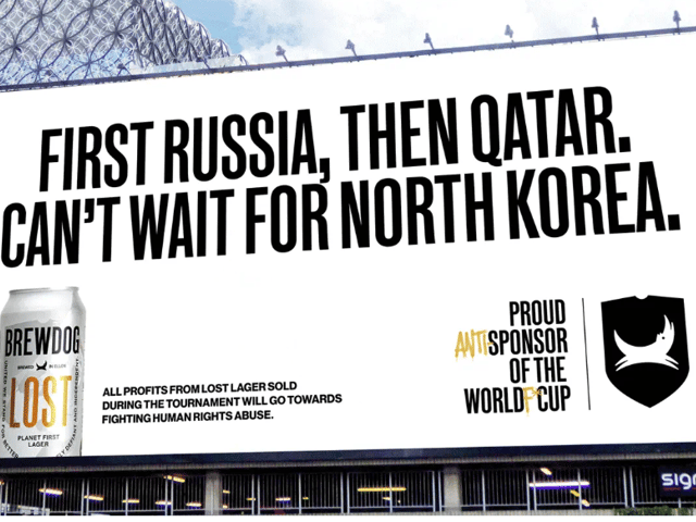 A poster which is part of Brewdog’s ‘anti-sponsor’ campaign against the 2022 World Cup