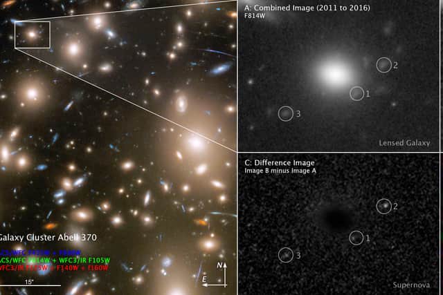 The Hubble space telescope has captured an image showing three stages of a supernova (image: NASA)