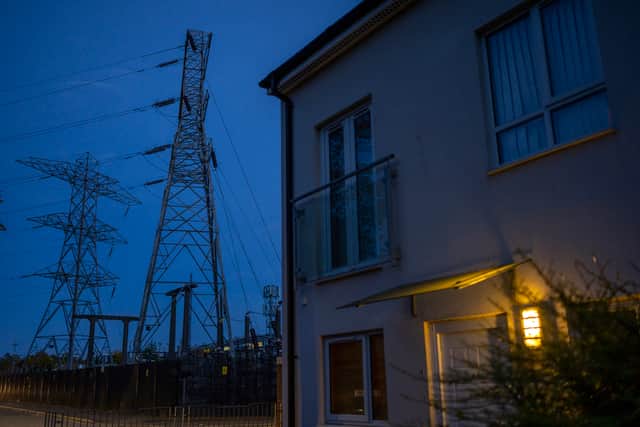 Insulators on an electricity sub station are seen near homes on October 19, 2022 in Manchester, England. The British utility company, National Grid, have said that UK households may face power cuts this winter for up to three hours at a time, if gas supplies run low. The UK relies heavily on gas to produce electricity, and gas supplies to Europe have been severely disrupted by the fallout from Russia's invasion of Ukraine. (Photo by Christopher Furlong/Getty Images)