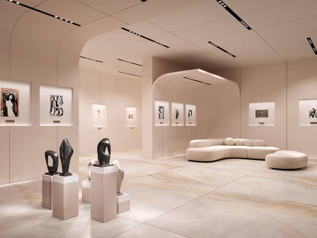 Art gallery pictured in the $40 million luxury underground bunker.