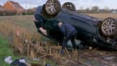 The car which was stolen and crashed after being driven at 120mp (Photo: SWNS)
