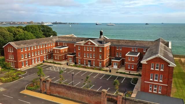 The apartment is located inside the former Royal Haslar building 