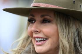 Carol Vorderman arrives on the second day of the Cheltenham Festival.