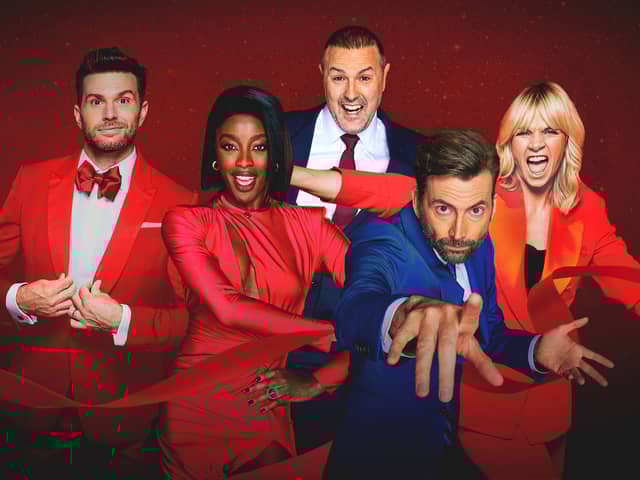 Comic Relief - Red Nose Day 2023,17-02-2023,Joel Dommett, AJ Odudu, Paddy McGuinness, David Tennant, Zoë Ball,BBC/Comic Relief,Nicky Johnston