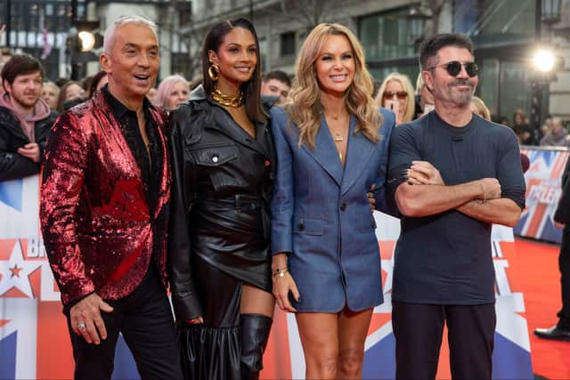 Judges Bruno Tonioli, Alesha Dixon, Amanda Holden and Simon Cowell attend the Britain's Got Talent 2023 Photocall at London Palladium on January 27, 2023 in London, England. (Photo by Shane Anthony Sinclair/Getty Images)