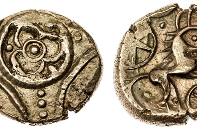 A gold coin featuring an Iceni war chariot struck whilst legendary English queen Boudicca fought the Romans has been sold at auction.