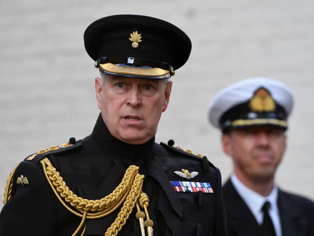 Britain's Prince Andrew, Duke of York, attends a ceremony commemorating the 75th anniversary of the liberation of Bruges on September 7, 2019 in Bruges. (Photo by JOHN THYS / AFP) (Photo by JOHN THYS/AFP via Getty Images)