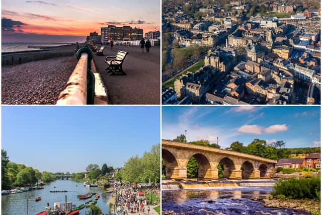 Shutterstock images of Hove, Brighton. Richmond-upon-Thames, London. Hexham, Northumberland. Harrogate, Yorkshire.