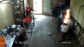 CCTV footage shows the moment a man’s phone bursts into flames in his pocket 
