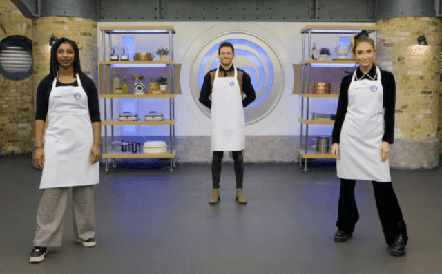 Kadeena Cox, Joe Swash, and Megan McKenna competed for the crown with their three-course meal creations (Photo: Shine TV)