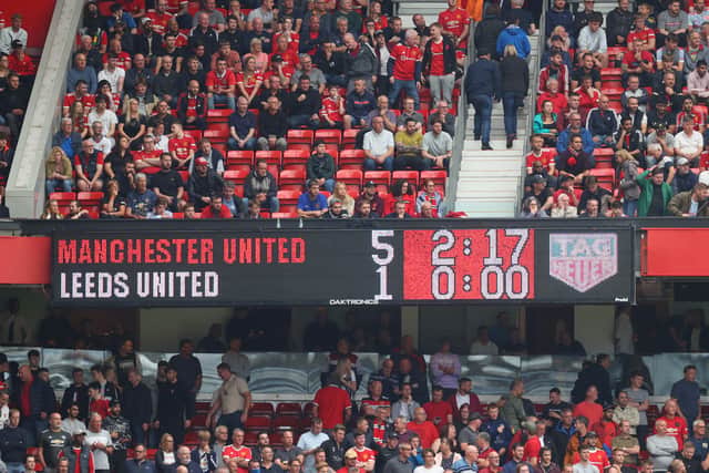 The scoreboard showing the result following the Premier League match between Manchester United and Leeds United at Old Trafford (Getty Images)