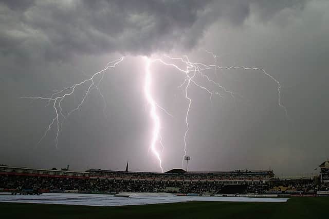 Lightning strikes during an electrical storm Birmingham (Photo by Tom Shaw/Getty Images)