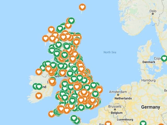 HeartSafe has a map of the UK's publicly available defibrillators (HeartSafe)