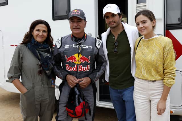 Carlos Sainz with his parents Carlos Sainz Sr and Reyes Vázquez de Castro/Monic Sainz and ex-girlfriend Isabel Hernáez