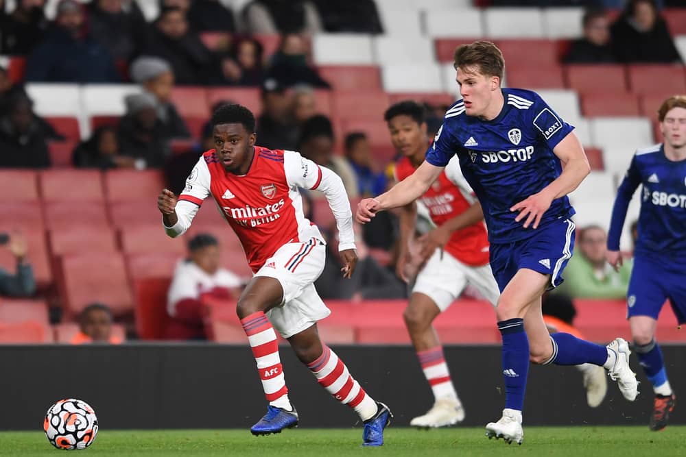Nathan Butler-Oyedji was linked with a move to Portsmouth earlier this week. (Photo by David Price/Arsenal FC via Getty Images)