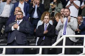 Pompey Head of Recruitment, Phil Boardman, centre, beside Blues Sporting Director Rich Hughes, right, and club secretary Alistair Knell, left