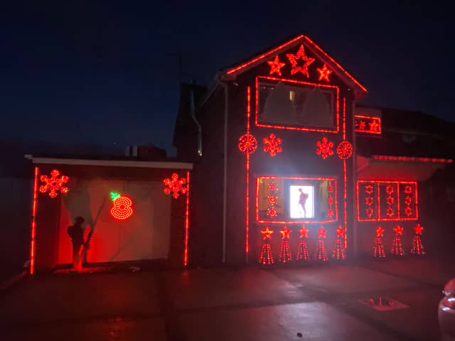 Jackie North, 37, decorated her Lincolnshire house in lights to mark Remembrance Day