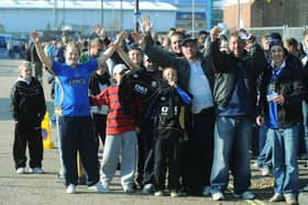 Pompey fans queue for tickets for the Blues' home game against Vitoria Guimaraes in the 2008 Uefa Cup.