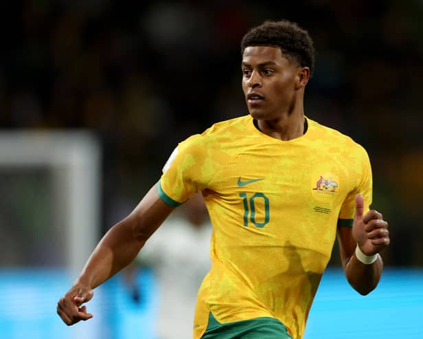 Pompey striker Kusini Yengi  is celebrating his full international bow with Australia. Pic: Getty Images