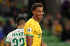 Pompey striker Kusini Yengi is celebrating his Australia debut. Pic: Getty.