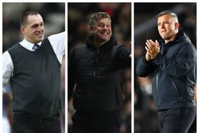 From left to right: Martin Allen, Karl Robinson and Steven Schumacher have all been helping Pompey boss John Mouisinho.