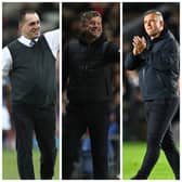 From left to right: Martin Allen, Karl Robinson and Steven Schumacher have all been helping Pompey boss John Mouisinho.