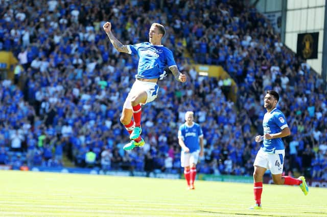 Carl Baker made 50 appearances for Pompey, scoring nine times, before leaving in August 2017. Picture: Joe Pepler