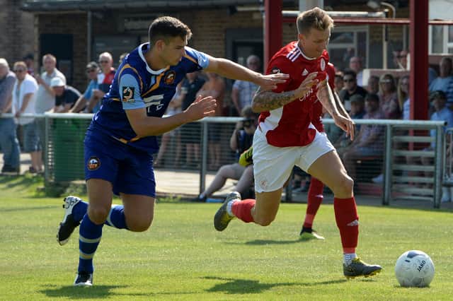 After returning to the non-league game, Carl Baker turned out for Brackley Town.