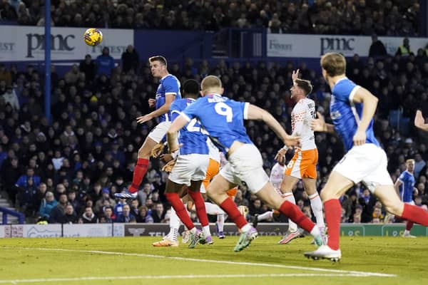 Pompey defender Conor Shaughnessy in the Blackpool defeat. Pic: Jason Brown