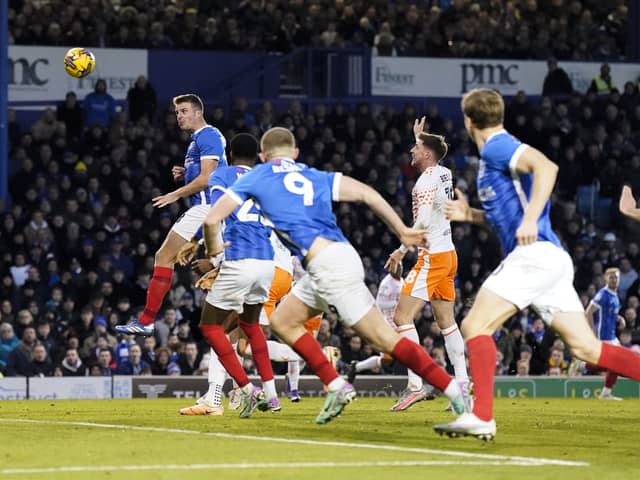 Pompey defender Conor Shaughnessy in the Blackpool defeat. Pic: Jason Brown