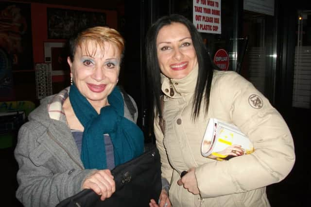 Sticky Vicky (left) with her daughter - the X-rated Benidorm entertainer has died aged 80 (Credit: Real Sticky Vicky)