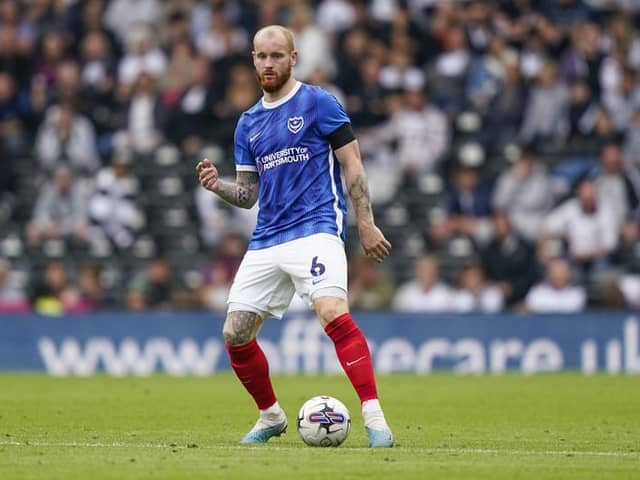 Connor Ogilvie has been out with an ankle injury since October. The left-back is closing in on a return to action with Pompey. (Image: Jason Brown)